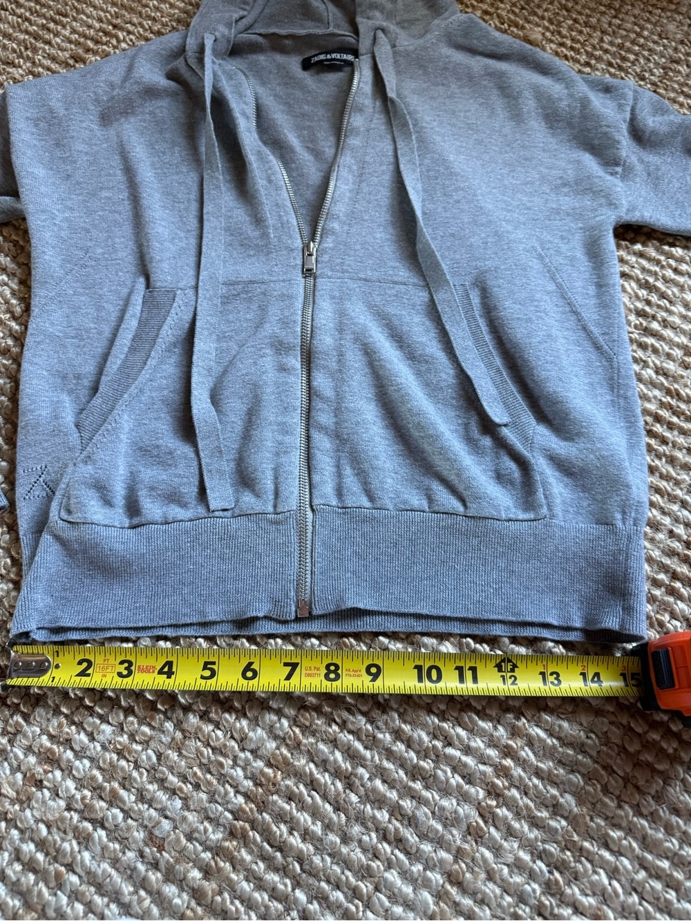 ⚜️ ZADIG & VOLTAIRE GRAY MEDIUM SKULL RHINESTONE ZIP UP HOODIE ⚜️ - Picture 9 of 14